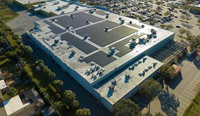 solar panels on warehouse roof